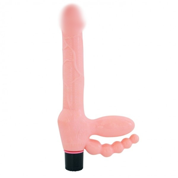 Безремневой страпон с анальной елкой "EroWoman" с вибрацией 