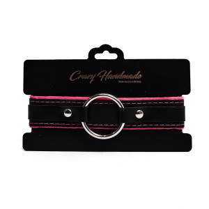 Ошейник с мягкой розовой подкладкой &quot;Crazy Handmade&quot; кожа